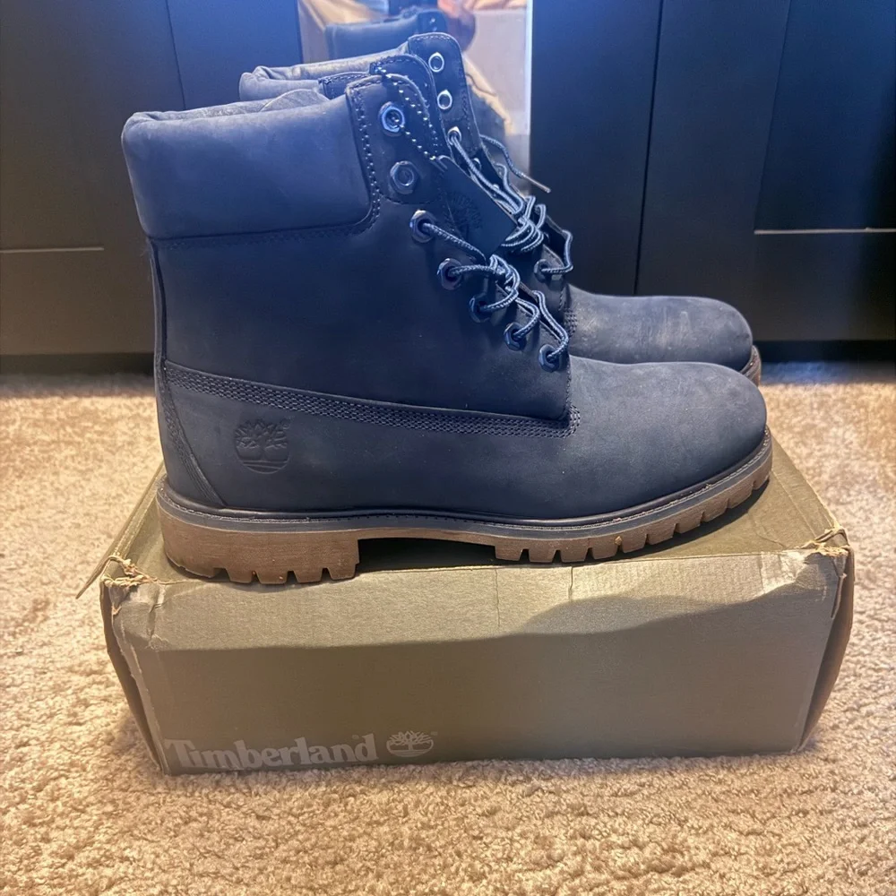 Timberland Men's Navy Lace-Up Waterproof Work Boots